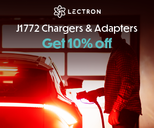 Lectron charger and adapter promotion with car in garage